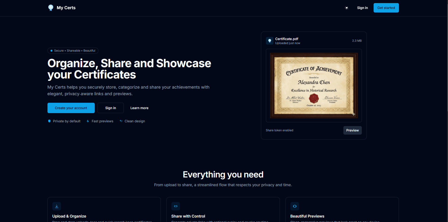 MyCerts - Secure digital credential hub for verifiable certificates.